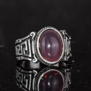 El Yapımı 925 Ayar Gümüş Erkek Yüzük, Doğal Etiyopya Opal Taşı - Labirent Tasarımı - Görsel 6