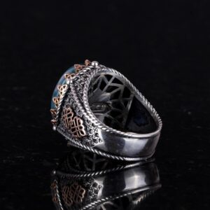 925 Ayar Saf Gümüş Yüzük, Erkekler İçin Gerçek Doğal Taş Yüzük (Yeşil Kan Taşı) - Görsel 5