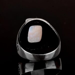 925 Ayar Gümüş Yüzük, Gerçek Doğal Aytaşı Taşlı Yüzük Erkekler İçin - Görsel 7