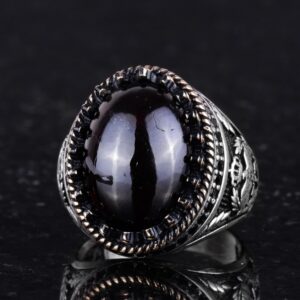 Gerçek Doğal Taş Yüzük - El Yapımı Kartal Yüzüğü - 925 Ayar Gümüş Yüzük (Granat) - Görsel 6