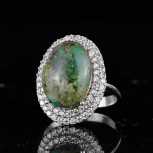 Gerçek Arizona Turkuaz Taşı Kadın Yüzüğü, 925 Ayar Gümüş Kadın Yüzüğü - Görsel 4