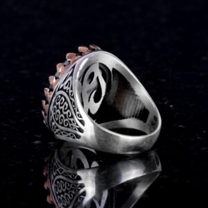 925 Ayar Katı Gümüş Erkek Yüzük Doğal Taşlarla - El Yapımı Zarafet (Pirit Taşı) - Görsel 5