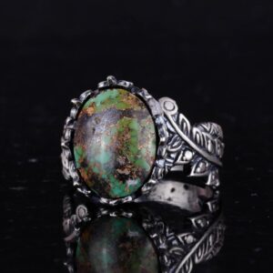 Gerçek Doğal Arizona Turkuaz Taş Yüzük, 925 Ayar Gümüş Yüzük, Minimalist El Yapımı Yüzük (Stil-10) - Görsel 6