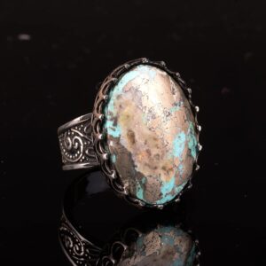 Gerçek Doğal Arizona Turkuaz Taş Yüzük, El Yapımı Yüzük, 925 Ayar Gümüş Yüzük Erkekler İçin, Büyük Yüzük - Görsel 4