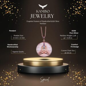 925 Ayar Gümüş Chakra Kolye, Rose Altın Kaplama Yoga Kolyesi, Meditasyon Takısı, Chakra - Görsel 2