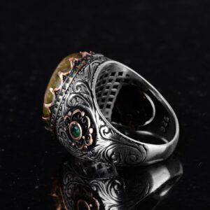 Gerçek Doğal Taş Yüzük - 925 Ayar Gümüş El Yapımı Yüzük (Unakit) - Görsel 7