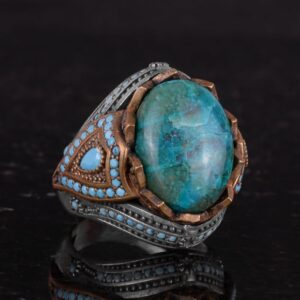 Gerçek Doğal Taş Yüzük - El Yapımı 925 Ayar Gümüş Yüzük (Azurit) - Görsel 5