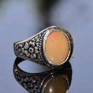 Gerçek Doğal Opal Taşı Yüzük, Erkekler İçin Gümüş Yüzük, El Yapımı Yüzük, 925 Ayar Gümüş Erkek Yüzüğü - Görsel 3