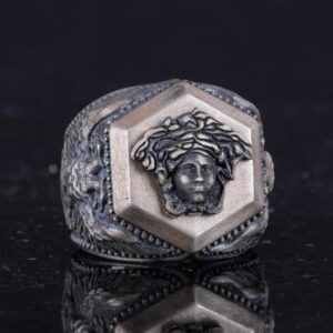 Medusa Motifli 925 Ayar Gümüş Yüzük, Cesur Sembol Yüzük - Görsel 5