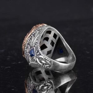 Yapay Taş Yüzük - El Yapımı Erkek Yüzüğü - Zarif 925 Ayar Gümüş Erkek Yüzüğü (Yapay Lacivert Kedi Göz) - Görsel 7