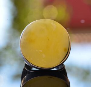 Gerçek Doğal Bal Kehribar Büyük Yuvarlak Taş Yüzük, 925 Ayar Gümüş Erkek Yüzüğü - Görsel 9