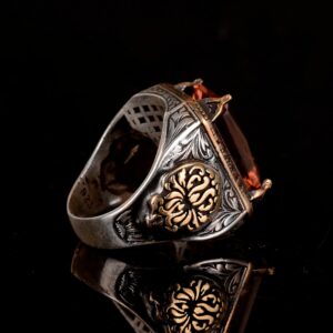 925 Ayar Gümüş Yüzük, Oluşturulmuş Sultanit Taşlı Erkek Yüzük - Görsel 8