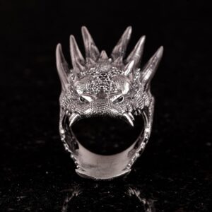 Ejderha Başlı Yüzük, Gümüş Ejderha Yüzüğü, 925 Ayar Gümüş Erkek Yüzüğü - Görsel 3