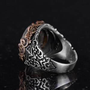 Gerçek Doğal Taş El Yapımı Yüzük - 925 Ayar Gümüş El Yapımı Yüzük - Şık Farklı Yüzük (Pirita) - Görsel 7