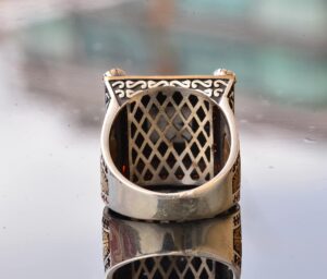 Gerçek Doğal Dentritli Akik Taş Yüzük - Gümüş Erkek Sultan Yüzüğü - Görsel 8