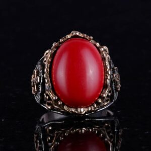 Kırmızı Mercan Yapay Taş Yüzük, Denizci Halat Gümüş Yüzük, 925 Ayar Gümüş Yapay Taş Yüzükler - Çeşitli & Farklı Koleksiyon - Görsel 5