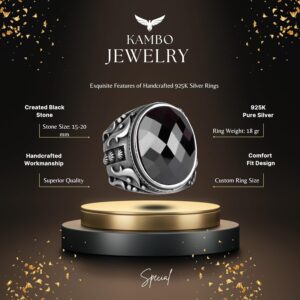 Yapay Taş Yüzük, 925 Ayar Gümüş Yüzük, Tasarım Gümüş Erkek Yüzüğü (Oniks Yapay Taş) - Görsel 2