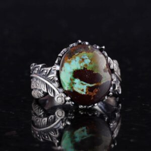 Gerçek Doğal Arizona Turkuaz Taş Yüzük, 925 Ayar Gümüş Yüzük, Minimalist El Yapımı Yüzük (Stil-15) - Görsel 6