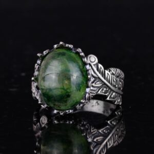 Gerçek Doğal Taş Yüzük - El Yapımı 925 Ayar Gümüş Takı (Zümrüt) - Görsel 6