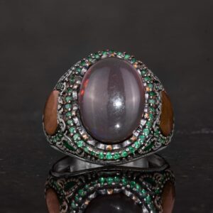 925 Ayar Gümüş Yüzük ile Gerçek Oval Opal Taşı - Özgün İfadelere Sahip Takı Parçası - Görsel 4