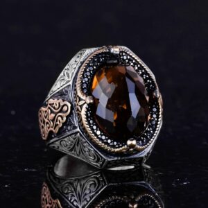 El yapımı 925 Ayar Gümüş Yüzük, Dumanlı Kuvars Yapay Taş Yüzük - Çeşitli ve Şık Koleksiyon - Görsel 5