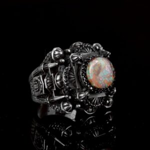 925 Ayar Gümüş Erkekler için 3D Camii Yüzük, Doğal Arizona Turkuaz Taşı ile - Cesur ve Spiritüel Tasarım, Günlük Kullanım ve Özel Günler için İdeal - Görsel 4