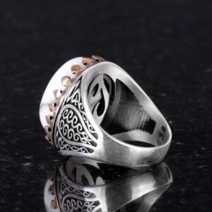 925 Ayar Katı Gümüş Erkek Yüzük, Doğal Taşlarla - El Yapımı Zarafet (Howlite Taşı) - Görsel 5