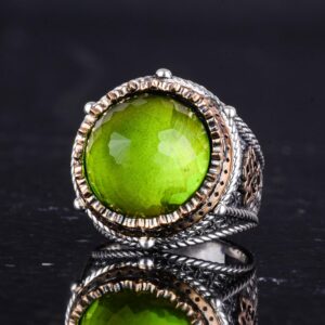 El Yapımı Taşlı Erkek Yüzük - 925 Ayar Gümüş Erkek Yüzük ile Farklı ve Kendine Has Tasarım (Yapay Peridot) - Görsel 6