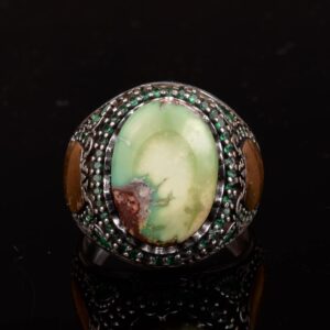 Gerçek Doğal Arizona Turkuaz Taş Yüzük, Minimalist Yüzük, 925 Ayar Gümüş Erkek Yüzük - Görsel 3