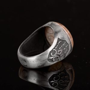 Gerçek Doğal Mercan Taşı Yüzük, İskelet Yüzük, 925 Ayar Gümüş Yüzük Erkekler İçin - Görsel 7