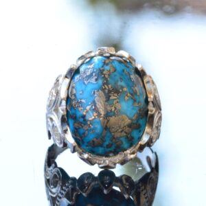 Gerçek Doğal Arizona Turkuaz Taş Yüzük, El Yapımı Takı, 925 Ayar Gümüş Yüzük - Görsel 5