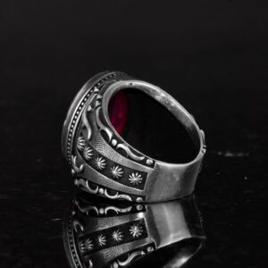 925 Ayar Gümüş Erkek Yüzük, El Yapımı Doğal Yıldız Yakut Taşlı Yüzük, Tasarım Gümüş Erkek Yüzük - Görsel 7