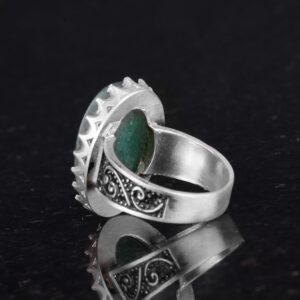 Gerçek Doğal Taş Yüzük - 925 Ayar Gümüş Büyük Yüzük - El Yapımı Yüzük (Aventurin) - Görsel 7