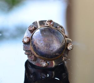 Gerçek Yıldız Yakutu Taşı, Antika Yüzük, 925 Ayar Gümüş Uniseks Yüzük - Görsel 5