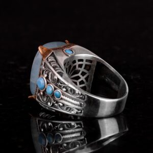 Gerçek Doğal Akuamarin Taş Yüzük - 925 Ayar Gümüş Yüzük - Görsel 7