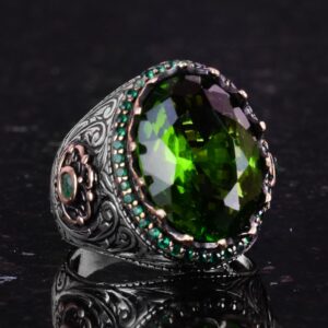 Yapay Taş Yüzük - 925 Ayar Gümüş El Yapımı Yüzük - Renkiz Yüzük - Görsel 5