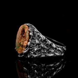 Gerçek Doğal Arizona Turkuaz Taş Yüzük, Erkekler İçin Hediye, 925 Ayar Gümüş Yüzük, Minimalist Yüzük (Stil-13) - Görsel 5