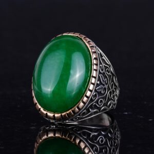 Gerçek Doğal Yeşim Taşı Yüzük, Şifa Veren 925 Ayar Katı Gümüş Erkek Yüzük, Sultan Yüzük, Huzur ve İçgörü Tasarımı - Görsel 5