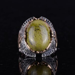 Doğal Unakite Taşlı Yüzük, 925 Ayar Saf Gümüş Erkek Yüzüğü, El Yapımı Tasarım - Görsel 3