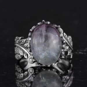 Gerçek Doğal Florit Taşlı Kadın Yüzüğü, Vintage Boho Tasarım - Görsel 4
