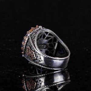 Pietersit Doğal Taş Yüzük, 925 Ayar Gümüş Yüzük Erkekler İçin, Farklı Yüzük - Görsel 5