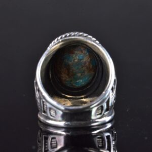 Erkekler için Turkuaz Taş Yüzük, 925 Ayar Gümüş El Yapımı Ejderha Ölçeği Tasarımı, Modern Stil Şifa Kristali Takı (Stil-2) - Görsel 8