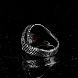 Soğuk Kafatası Şapkalı Gümüş Biker Yüzüğü, Gotik Kafatası Yüzüğü, 925 Ayar Gümüş Yüzük - Görsel 6