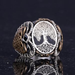 Sterling Gümüş Desenli Yüzük, Amblem - Şahane Kültürel Tasarım (Yggdrasil Hayat Ağacı) - Görsel 4