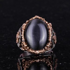 Siyah Kedi Gözlü Oluşturulmuş Taş Yüzük, 925 Ayar Gümüş Yaratılmış Taş Yüzükler - Çeşitli, Denizci Çapa Gümüş Yüzük Koleksiyonu - Görsel 3