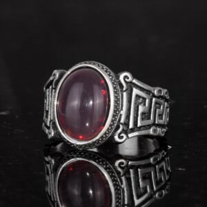 El Yapımı 925 Ayar Gümüş Erkek Yüzük, Doğal Etiyopya Opal Taşı - Labirent Tasarımı - Görsel 5