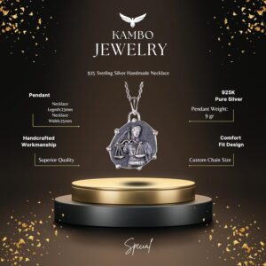 925 Ayar Gümüş Tasarım Kolye Ucu - Burç Kolyesi - El Yapımı Kolye (Terazi) - Görsel 2