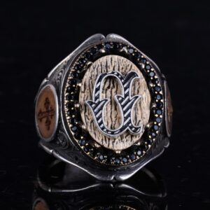 Çapraz Harf Gümüş Yüzük, 925K Katı Sterlin Gümüş Yüzük, Erkekler İçin Monogram Kişiselleştirilmiş Harf Yüzüğü - Görsel 3