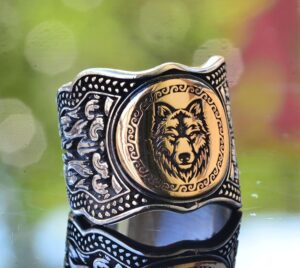 Kurt Gümüş Erkek Yüzük, Yaban Hayatı Yüzüğü, Hayvan Gümüş Yüzük, 925 Ayar Gümüş Yüzük - Görsel 3