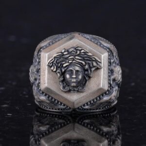 Medusa Motifli 925 Ayar Gümüş Yüzük, Cesur Sembol Yüzük - Görsel 4